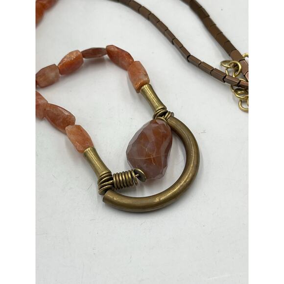 David Aubrey Anthropologie Carnelian Sunstone Gem Brass
Necklace Handcrafted - Picture 9 of 12